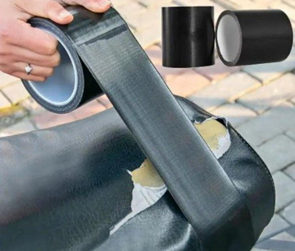 CINTA REPARADORA DE CUERO Y CUERINA - NEGRO - 5cm x 10 m