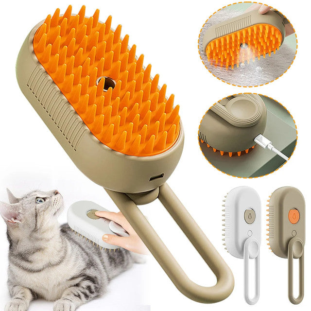 CEPILLO A VAPOR 3 en 1 para Mascotas – ¡Cepilla, Desinfecta y Relaja!