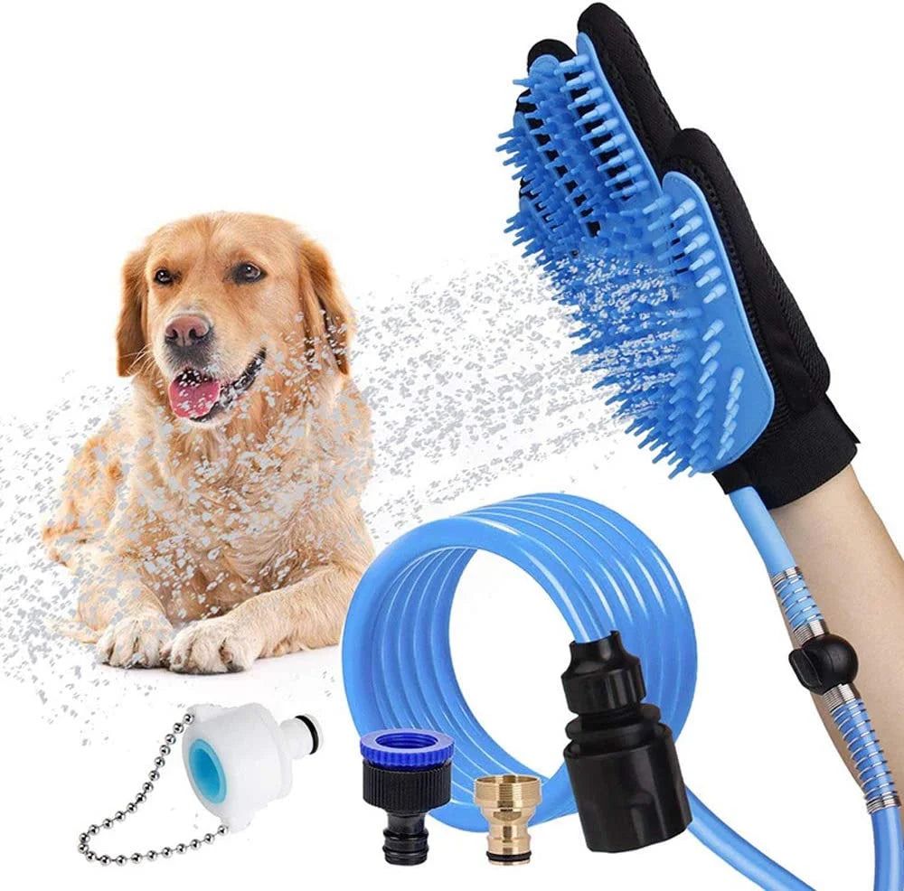 GUANTE MANGUERA 3 en 1 para Mascotas – ¡Baño, Cepillado y Masaje en un Solo Paso!