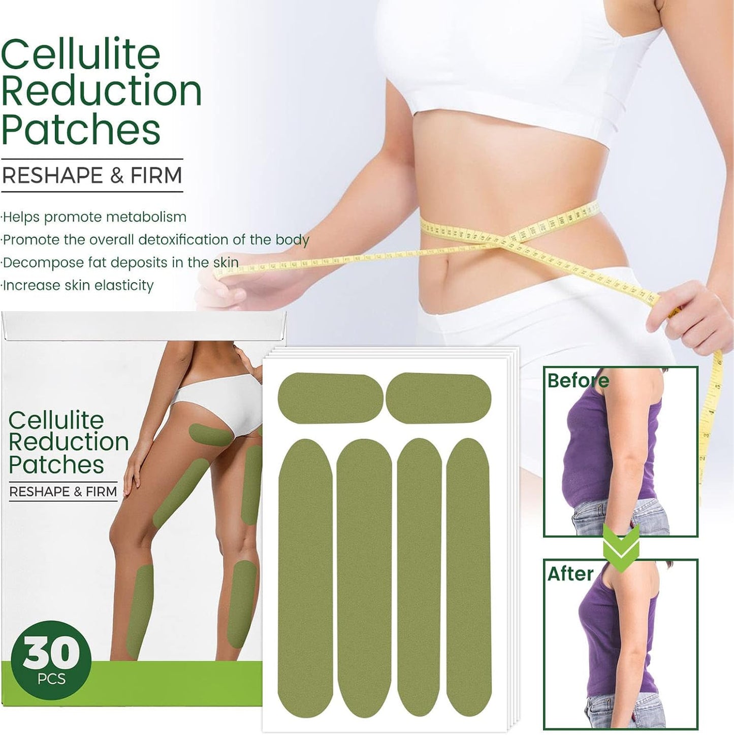 Parches Reductores de Celulitis KOAHDE – 30 unidades