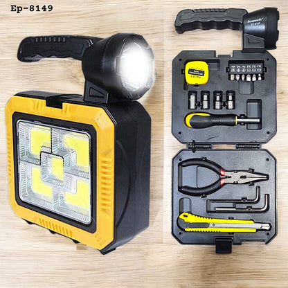 LINTERNA + CARGADOR SOLAR + KIT DE HERRAMIENTAS