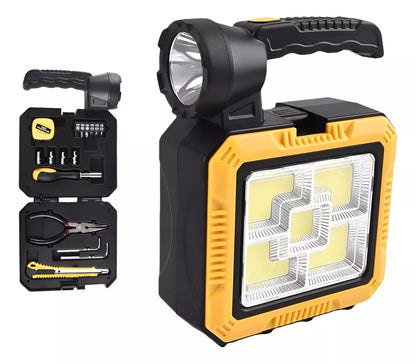 LINTERNA + CARGADOR SOLAR + KIT DE HERRAMIENTAS