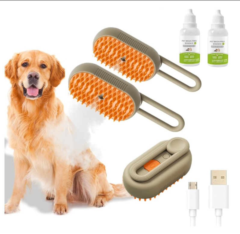 CEPILLO A VAPOR 3 en 1 para Mascotas – ¡Cepilla, Desinfecta y Relaja!