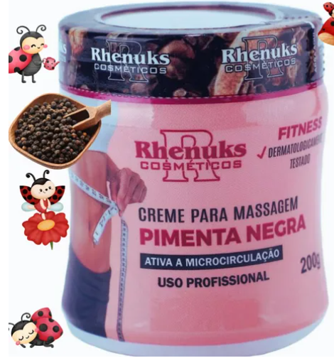 CREMA DE MASAJE CON PIMIENTA NEGRA – Tratamiento para Celulitis, Estrías y Drenaje Linfático