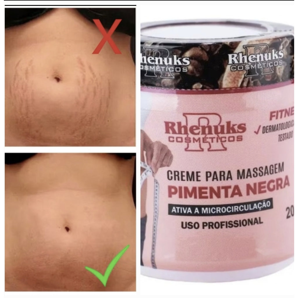 CREMA DE MASAJE CON PIMIENTA NEGRA – Tratamiento para Celulitis, Estrías y Drenaje Linfático